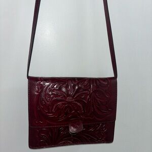 Patricia Nash Embossed Floral Crossbody Bag - Burgundy